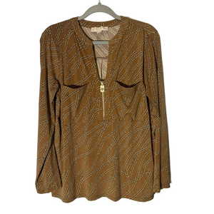 Michael Kors Brown Zippered Blouse